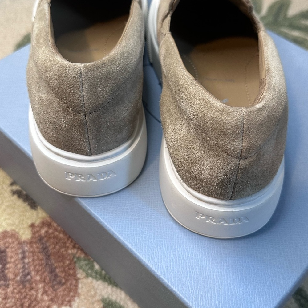 Prada Taupe Suede Slip-On Sneakers - Picture 5 of 16